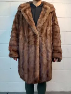 Genuine Mink Fur Coat – Wide Sleeves, Caramel with Sable Hue (Size L/XL) - Picture 1 of 12