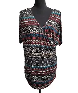Johnny Top (L) Multicolor Geometric Cross-Body Top Elastic-Sides Gathered - Picture 1 of 5