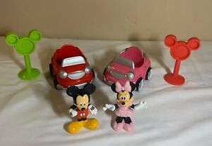 Lot of Disney Mickey Mouse Clubhouse 3" Figures - Mickey & Minnie with Cars