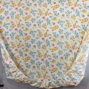 Vintage Bed Sheet Twin Fitted Mod Retro 60s 70s flower MCM Flower Power Girls J1 - Picture 1 of 8
