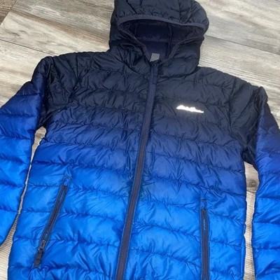 Chaqueta Eddie Bauer Niños Azul Reversible Puffer Cremallera Completa Con Capucha M 10/12 Plumón Foto 1 de 4