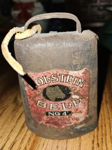 Antique Holstein Bell No 4 Blum Mfg. Co. USA Farm Cow Gold Label - Picture 1 of 6
