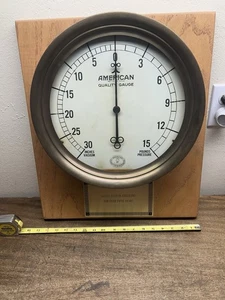 14,25" American Schaeffer Budenberg 15PSI / 30 Zoll Vac.~Messing & Gusseisen Messgerät - Bild 1 von 16