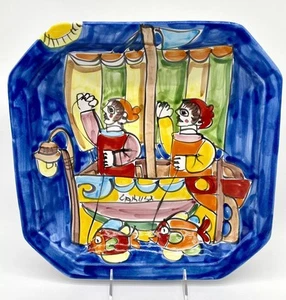 Vtg MCM La Musa Large Sq Pasta Serving Bowl Dish Italian Pottery Desimone Style - Picture 1 of 9