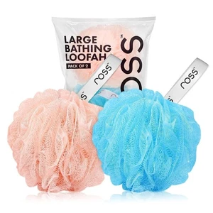 Large Bath Loofah Sponge Scrubb Exfoliator for High Lather Cleansing Peach& blue - Picture 1 of 5