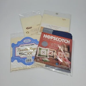 Cross Stitch Fabric Lot Of 4 Rayner Hopscotch Plaid Mixed Varieties - Picture 1 of 6