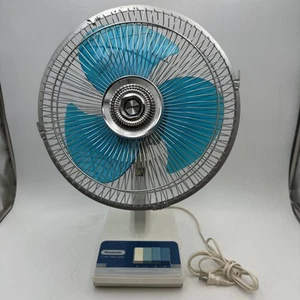Vtg Panasonic 12" 5-Way Oscillating Fan F-1205 Translucent Blue Blades TESTED VG - Picture 1 of 24