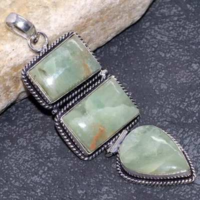 Colgante Largo Aguamarina Chapado en Plata 925 3" Estilo Bohemio Regalo GW Foto 1 de 3