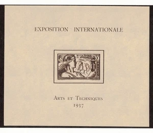 NEW CALEDONIA Sc 214 NH SOUVENIR SHEET OF 1937 - COLONIAL ARTS EXPO - (CA25) - Picture 1 of 1