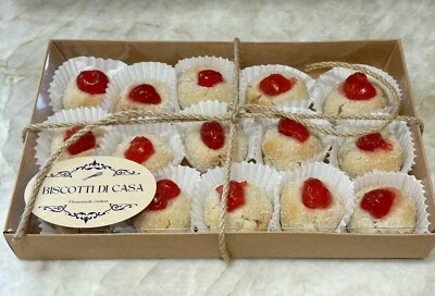 BISCOTTI Di CASA Homemade Italian Almond Cookies With Glazed Cherry 15pc Fresh - Image 1 of 4