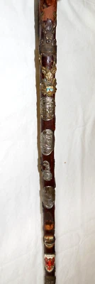 Vintage Germany Wanderstock Folk Art Walking Cane Hiking Stick Pole w 24 badges - Image 1 of 4