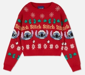 Lilo Stitch Christmas Jumper Red Xmas School Party Jumper Day Disney - Picture 1 of 3