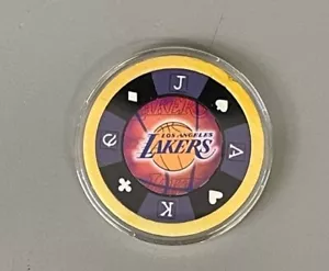 LOS ANGELES LAKERS BASKETBAL POKER CHIP GOLF BALL MARKER CARD GUARD ENCAPSULAT - Picture 1 of 1