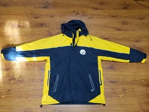 Pittsburgh Steelers Reversible NFL Hooded Full Zip Out Mens Coat Jacket Sz L - Picture 1 of 12
