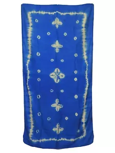 Beach Wrap Sarong Recycled Sari Tie Dye Blue Approx. 98 x 188 cm - Picture 1 of 6