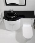 Black Glass Left Hand Basin Counter Top 1100Mm