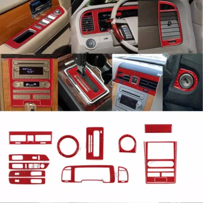Juego de 14 piezas de cubierta interior completo de fibra de carbono roja para Lincoln Navigator Foto 1 de 4