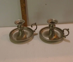 VTG Early American Pewter By Web Colonial Finger Loop Chamber Candlestick Holder - Picture 1 of 4