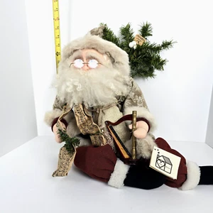 Einzigartige 15" Weihnachten Santa Figur weicher geformter Stoff handbemalt Gesicht - Bild 1 von 6