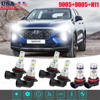 Kit combinado de faros LED altos/bajos + faros antiniebla para Hyundai Santa Fe 2019-2020 Foto 1 de 4