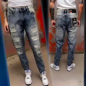 ^SOUTHPOLE^ (LIGHT SAND BLUE) RIPPED DENIM JEANS FOR MEN (36''x32'') - Picture 1 of 10