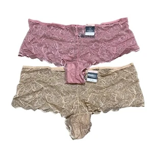 INC Intl Concepts Plus Size 2X Lace Boyshort Panties (2) Pair Frappe Pink NWT - Picture 1 of 6