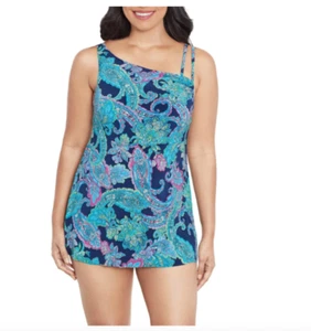 TRIMSHAPER Brianna Womens Peaceful Paisley SWIMDRESS 12 or 14 #6550836 NWT - Picture 1 of 9