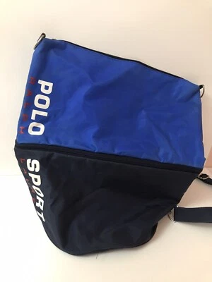 Bolso Deportivo Expandible Polo Ralph Lauren Vintage Años 90 Eslinga Lona Azul Blanco Foto 1 de 4
