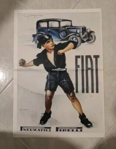 Manifesto Locandina FIAT Balilla Pirelli Monti Gros Ristampa Dim 35x50 - Foto 1 di 1