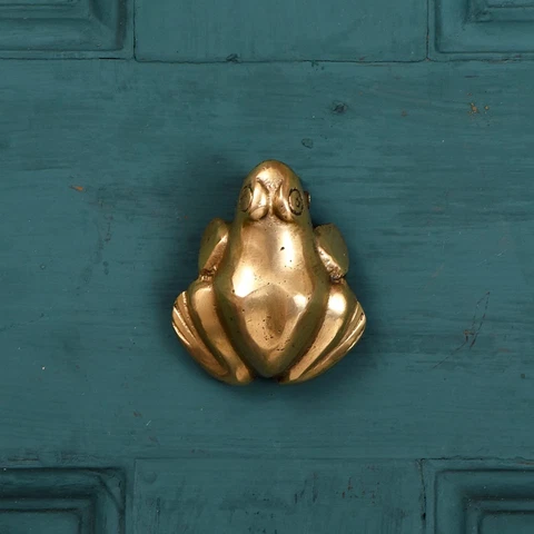 Antique Handmade Brass Frog Door Knocker Door Bell For Main Door Entrance Cover