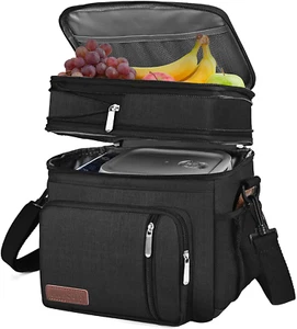 Lunch Bag & Lunch Box for Men Women Double Deck - Leakproof Insulated Soft Large - Picture 1 of 11