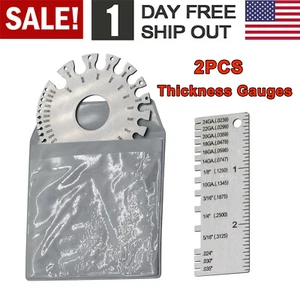 2PCS Sheet Metal Gauge Thickness Gage Wire Gauge Measuring Tool Stainless Steel - Picture 1 of 12