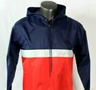 Adidas Vtg Men's Sz M 1/2 Zip Pullover Windbreaker Jacket with hood Red/Blue 