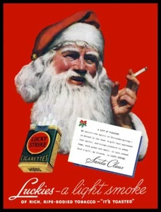 1936 Lucky Strike Cigarettes NEW Metal Sign: Santa Claus, Christmas Theme 12x16" - Picture 1 of 1