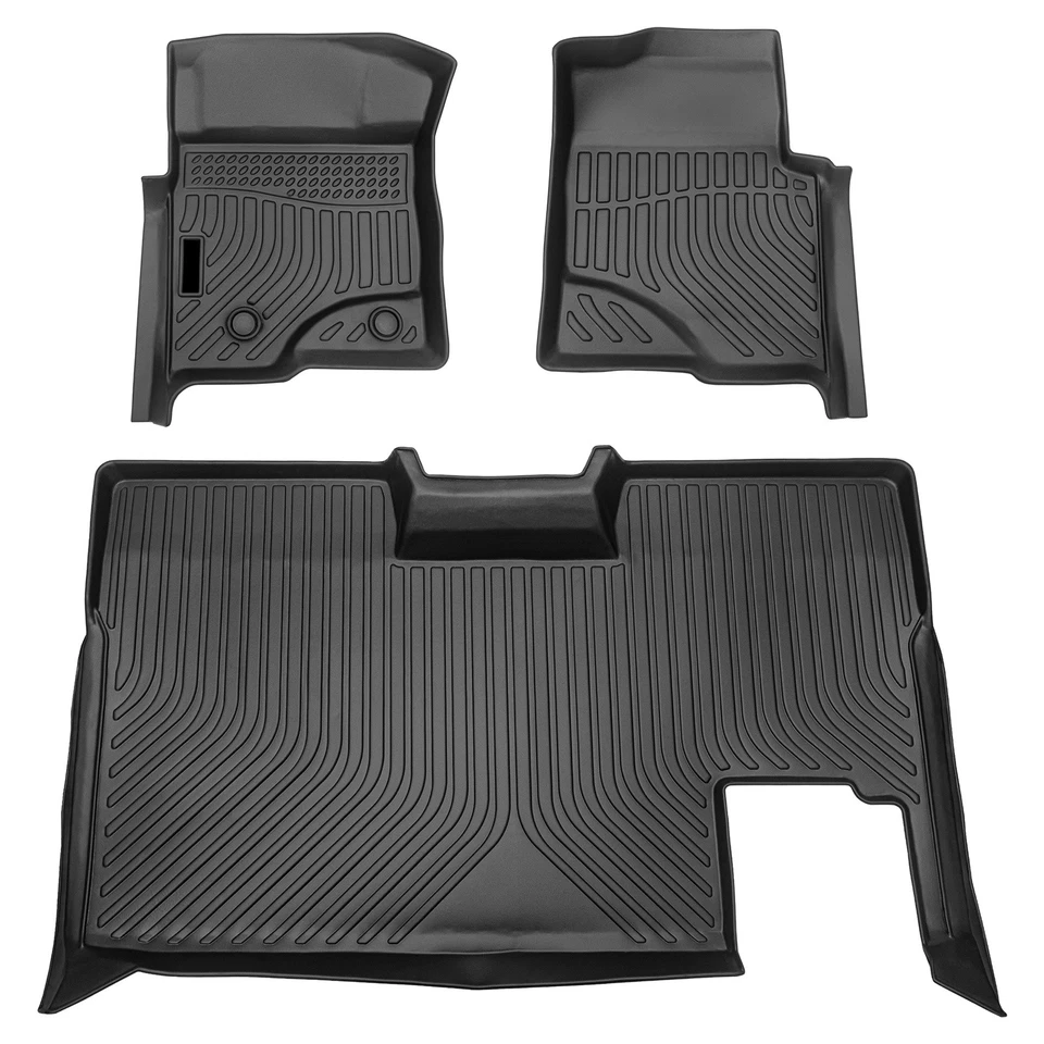 Floor Mats 2 Rows Liner For 2009-2014 Ford F-150 Super Crew Cab All Weather - Image 1 of 4