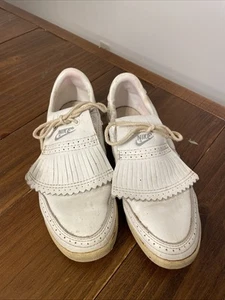 Vintage 1986 NIKE GOLF Turf Shoes White Leather & Gray Size 6 Spikeless Rare - Picture 1 of 9