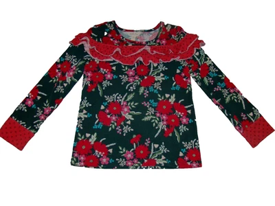 Camisa Top Matilda Jane Niñas Talla 6 Vacaciones Navidad Floral Manga Larga Foto 1 de 4