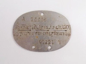 Erkennungsmarke Stammkompanie Panzer Grenadier Ersatz Bataillon 108 WW2 2 Wk - Bild 1 von 2