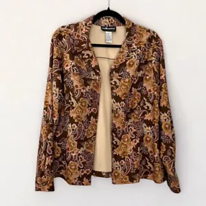 vintage 90s Sag Harbor paisley floral button down micro suede shirt jacket 16 - Picture 1 of 8