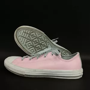 Converse All-Star - Girl's Sz 3 - Pink Leather Low Top Skate Shoes - 666194C - Picture 1 of 10