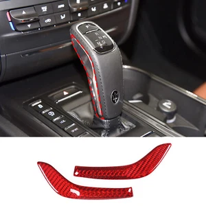 Red Carbon Fiber Gear Shift Knob Head Side Trim Cover For Maserati Ghibli 19-23 - Picture 1 of 11