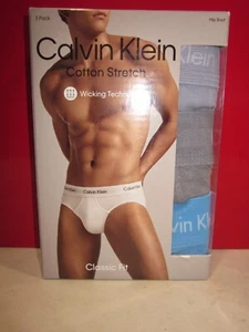 CALVIN KLEIN COTTON STRETCH MENS HIP BRIEFS, 3 PACK, NEW IN BOX, SIZE XXL, #76 - Picture 1 of 10