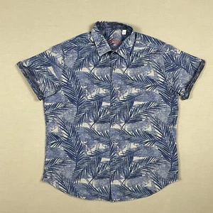 Robert Graham Short Sleeve Button Up Hawaiian Shirt Mens Medium Blue Palm Floral - Picture 1 of 13