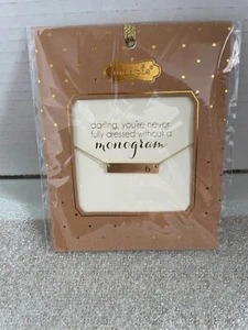 MUD PIE Gold Metal Bar Monogram INITIAL 16"sm. case Letter "b" Necklace NIP GIFT - Picture 1 of 9