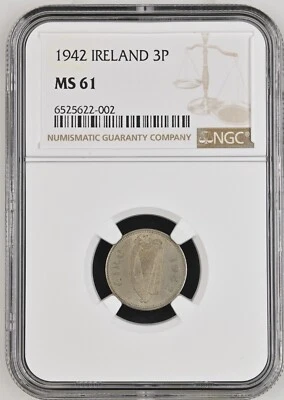 Ireland 1942 3 Pence NGC MS 61 - Image 1 of 2