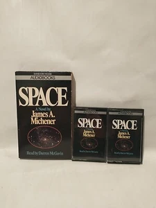 1985 Space A Novel By James A Michener Audio Book RARE Cassettes 2 Tapes Book - Foto 1 di 6