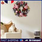 35CM Artificial Peony Wreath Vintage Fake Flower Garland Round for Holiday Decor