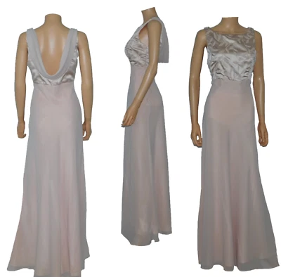 Винтажный атласной шелк чистый макси выпускного вечера платье без спинки без рукавов вечернее платье для официальных приемов - Изображение 1 из 4