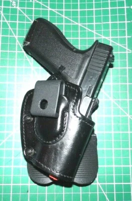 Front Line QUAD17C-BK AMBI Leather Kydex Paddle IWB Lined Holster Glock 17 22 31 - Image 1 of 4