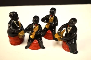 1920er 4 Mitglieder Jazz Band Hörner Trompeten Saxophon New Orleans Thema Dekor. - Bild 1 von 6